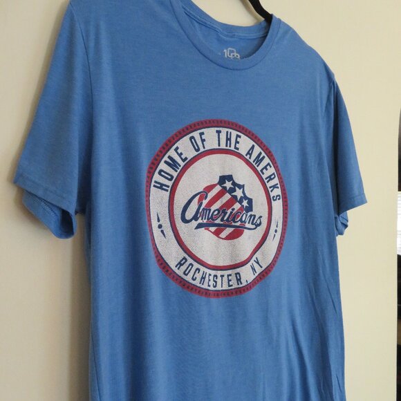 Rochester Jr Amerks Americans | Size XL | Blue Soft Logo Short Sleeve Tee Tshirt - Picture 3 of 5